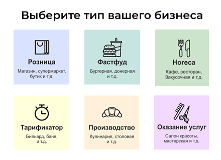 Выбор типа бизнеса при настройке Paloma365