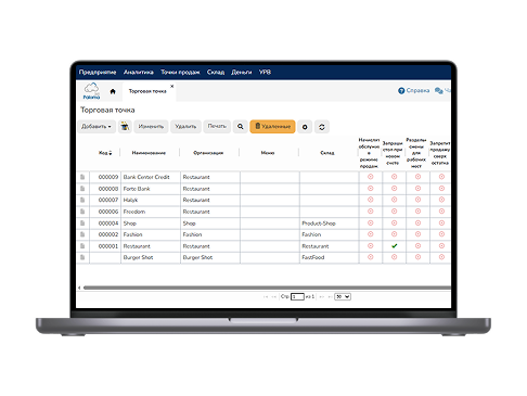 Централизованное управление настройками сети в Paloma365 на ноутбуке