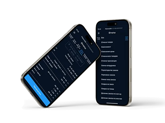 Финансовые отчёты и аналитика Paloma365 на двух смартфонах